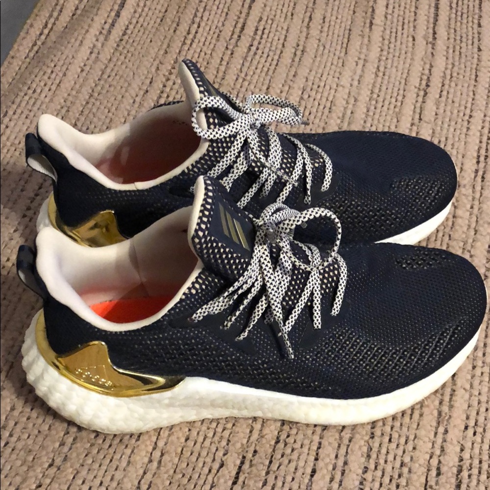 SOLD adidas alpha boost Navy and Gold Athletic Shoes**SOLD**
